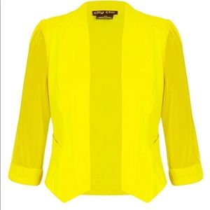City Chic yellow cropped blazer